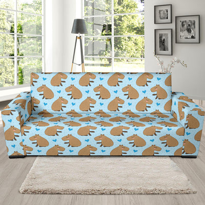 Capybara Pattern Print Design 01 Sofa Slipcover