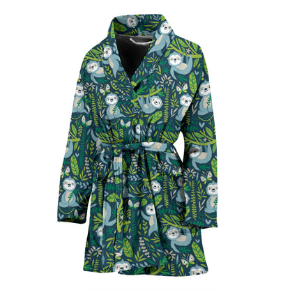 Sloth Print Design LKS304 Women Bathrobe