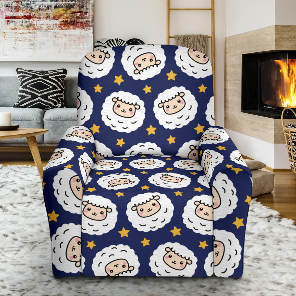 Sheep Print Design LKS402 Recliner Slipcover with Pocket