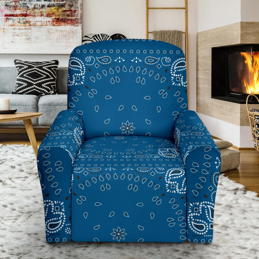Bandana Blue Print Design LKS301 Recliner Slipcover with Pocket