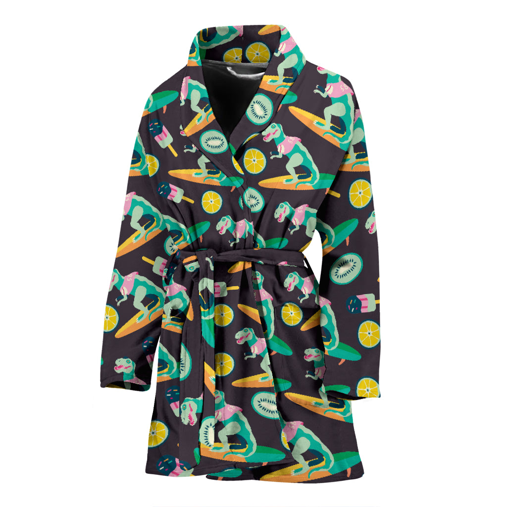 Surfboard T Rex Print Design LKS301 Women Bathrobe