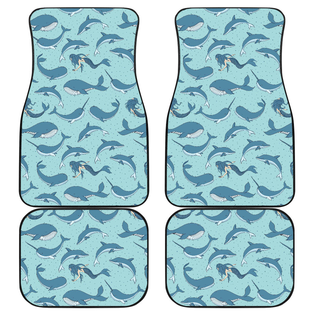 Narwhal Themed Print Car Floor Mats Front Back