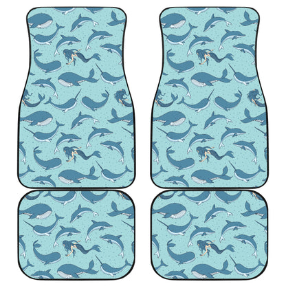 Narwhal Themed Print Car Floor Mats Front Back