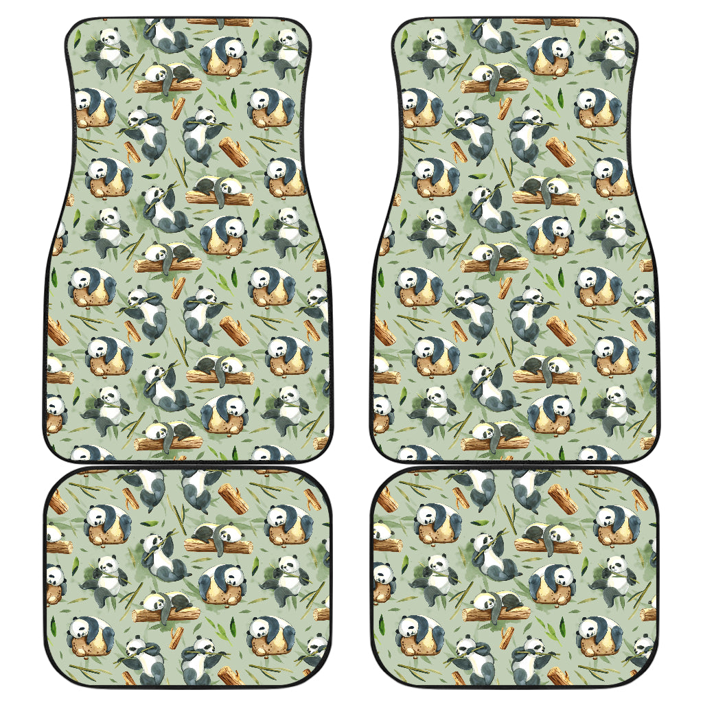 Panda Bear Design Bamboo Print Car Floor Mats Front Back