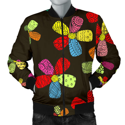 Flower Power Colorful Print Pattern Men Bomber Jacket