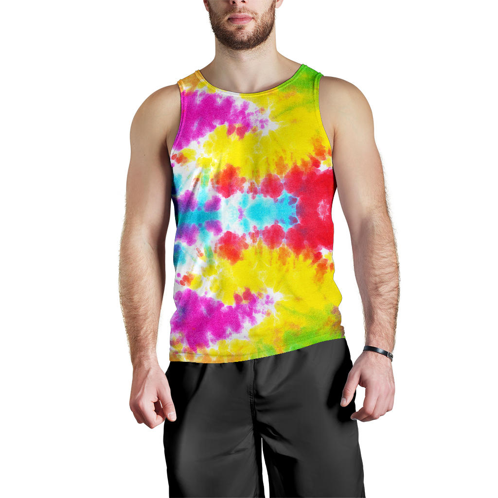Tie Dye Rainbow Themed Print Men Tank Top