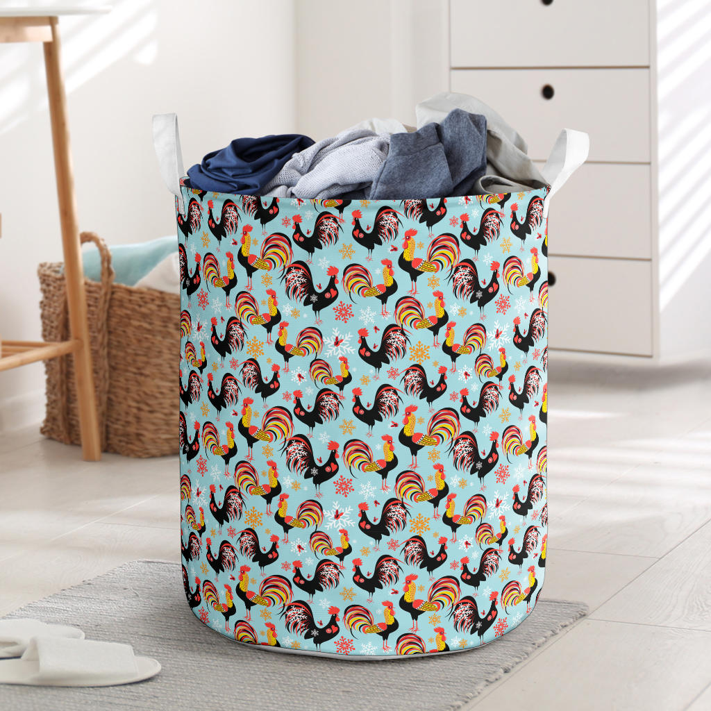 Rooster Themed Design Laundry Basket