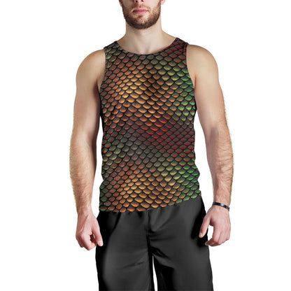 Snake Skin Colorful Print Men Tank Top