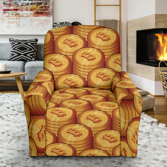 Bitcoin Pattern Print Design 02 Recliner Slipcover with Pocket