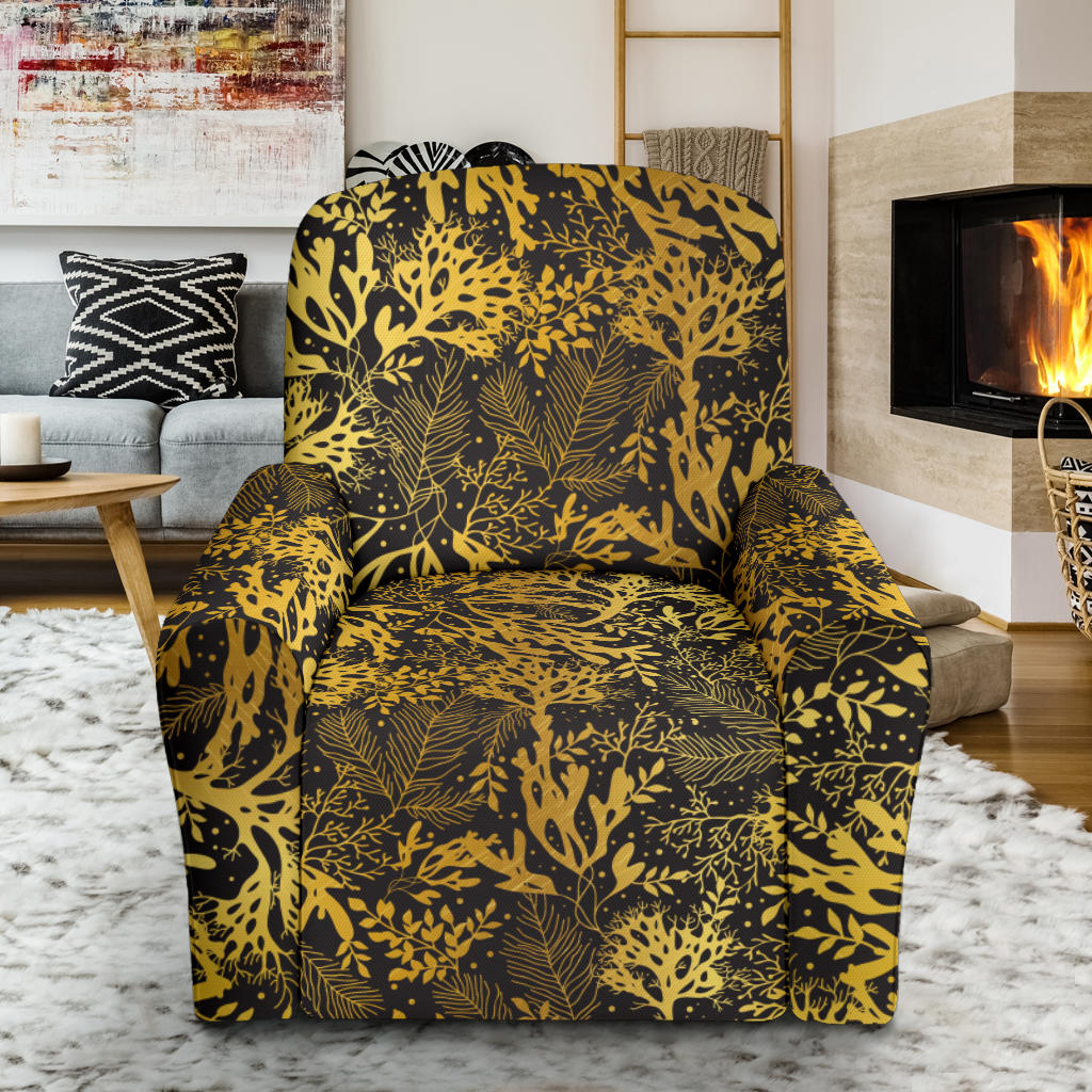 Seaweed Print Design LKS303 Recliner Slipcover with Pocket