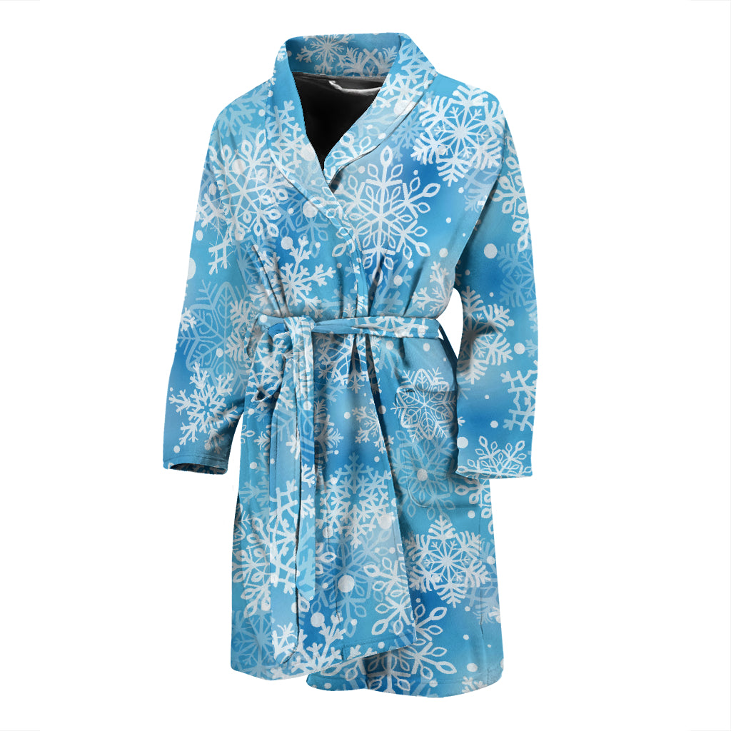 Snowflake Blue Print Design LKS301 Men Bathrobe