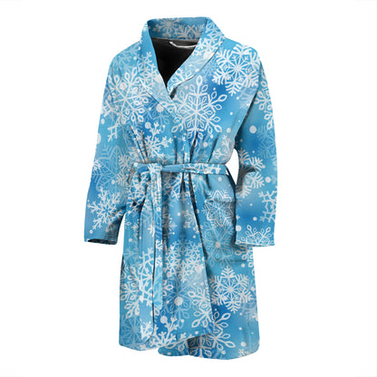 Snowflake Blue Print Design LKS301 Men Bathrobe