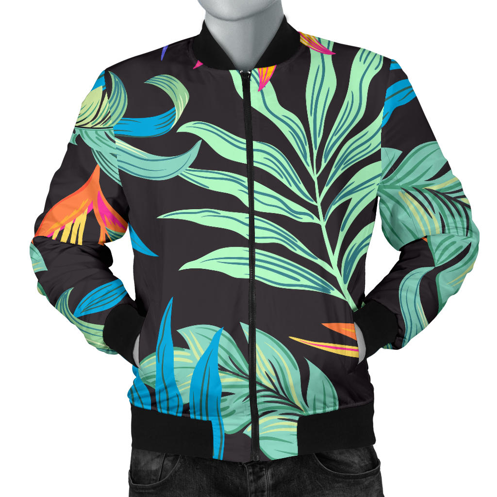 Tropical Palm Leaves Hawaiian Flower Men Bomber Jacket