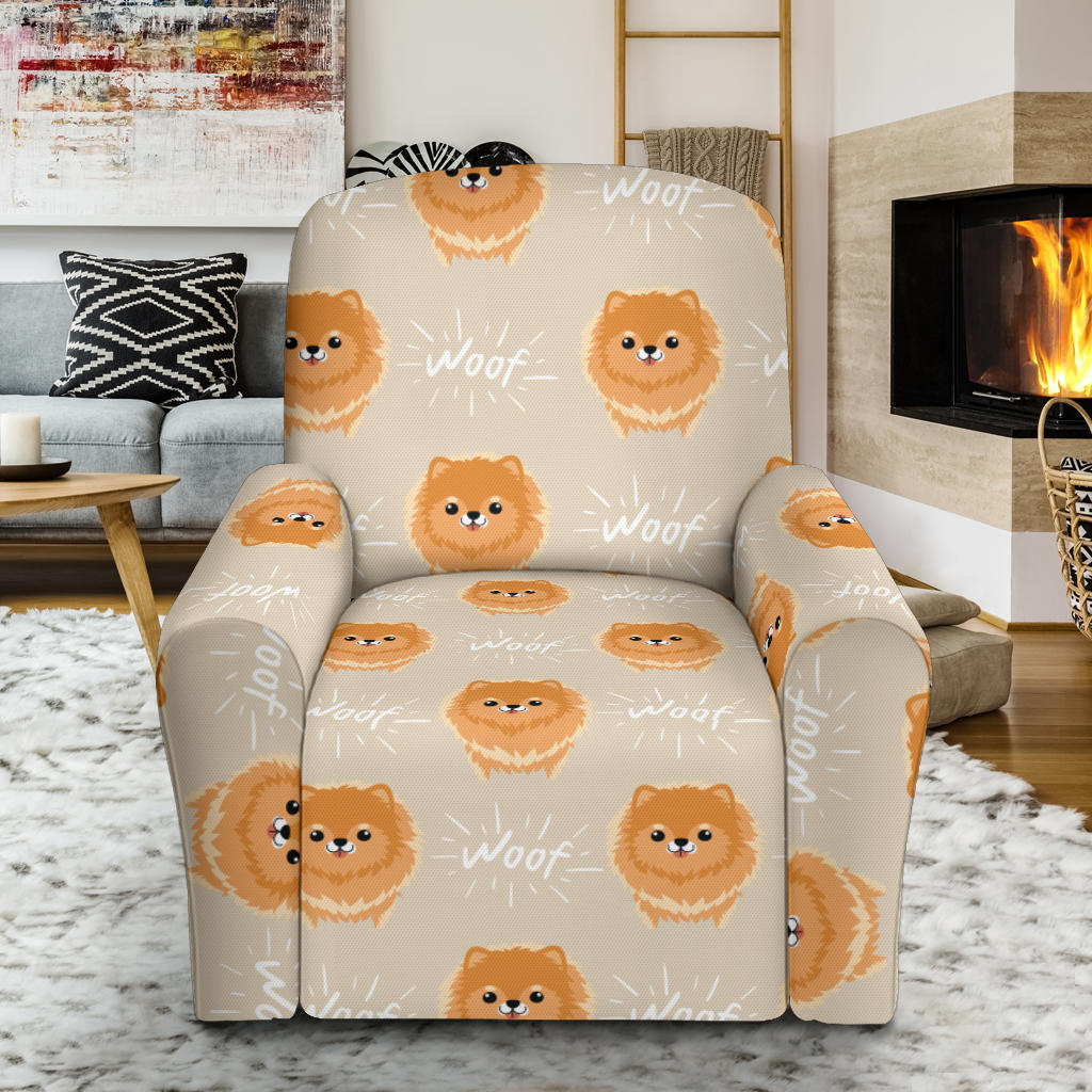 Pomeranians Pattern Print Design A04 Recliner Slipcover with Pocket
