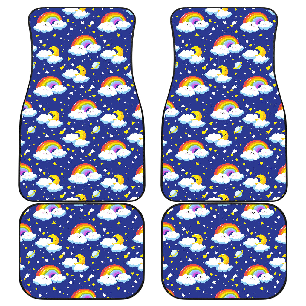 Rainbow Space Design Print Car Floor Mats Front Back
