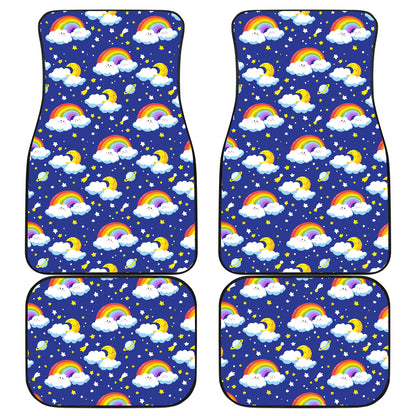 Rainbow Space Design Print Car Floor Mats Front Back