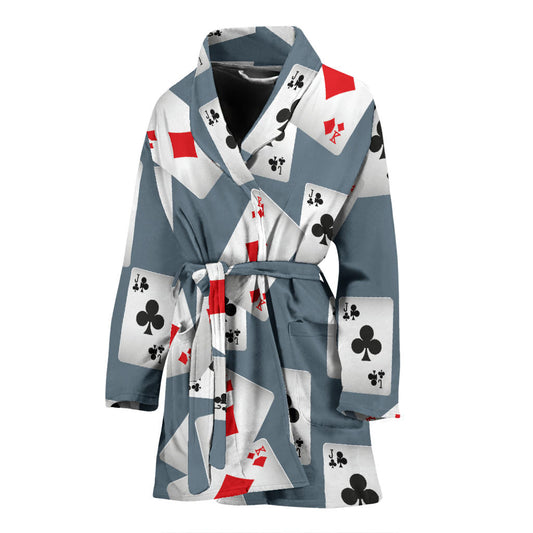 Poker Cards Pattern Print Design A05 Women Bathrobe