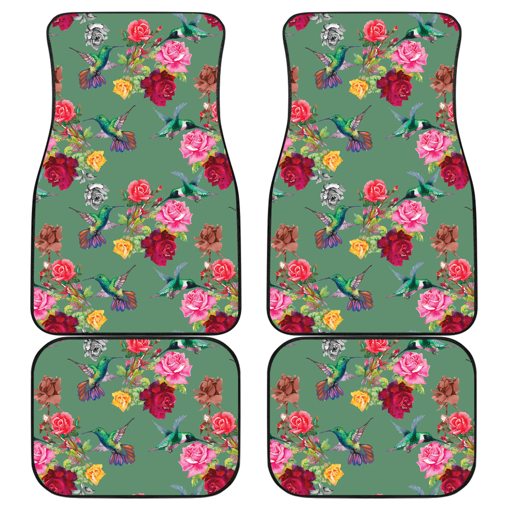 Hummingbird with Rose Themed Print Car Floor Mats Front Back