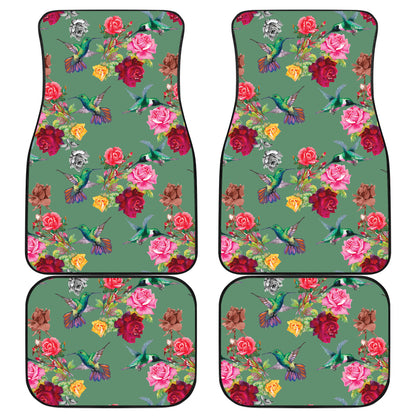 Hummingbird with Rose Themed Print Car Floor Mats Front Back