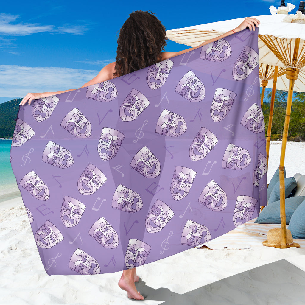 Acting Mask Pattern Print Design 05 Sarong Pareo Wrap