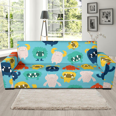 Monster Cartoon Pattern Print Design 03 Sofa Slipcover