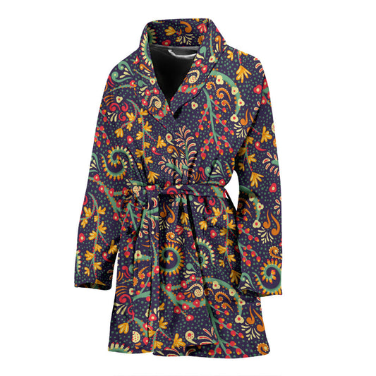 Bohemian Pattern Print Design 08 Women Bathrobe