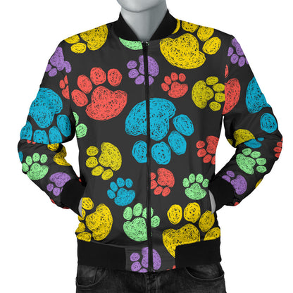 Paw Colorful Print Men Bomber Jacket