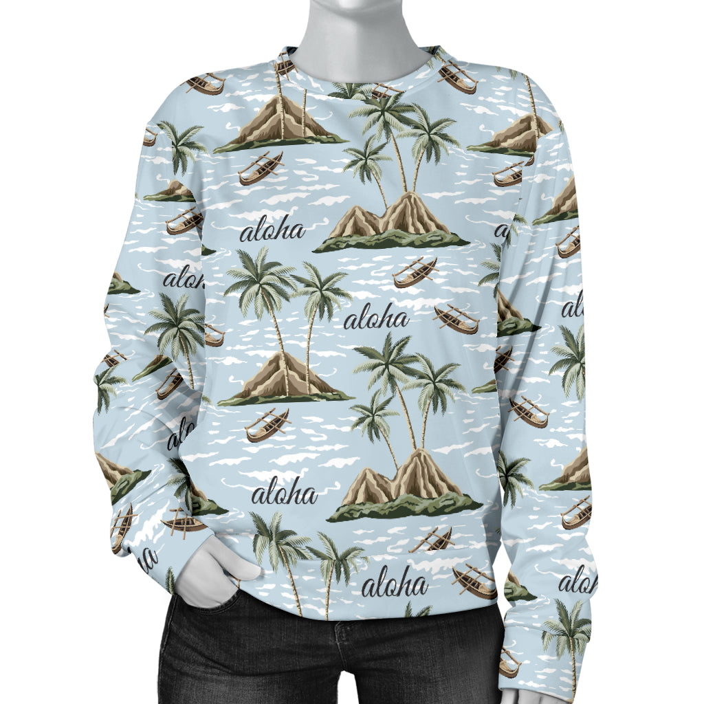 Aloha Hawaii island Design Themed Print Women Long Sleeve Sweatshirt