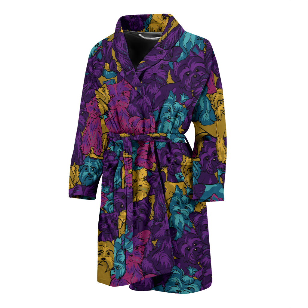 Yorkshire Terriers Print Design LKS3010 Men Bathrobe