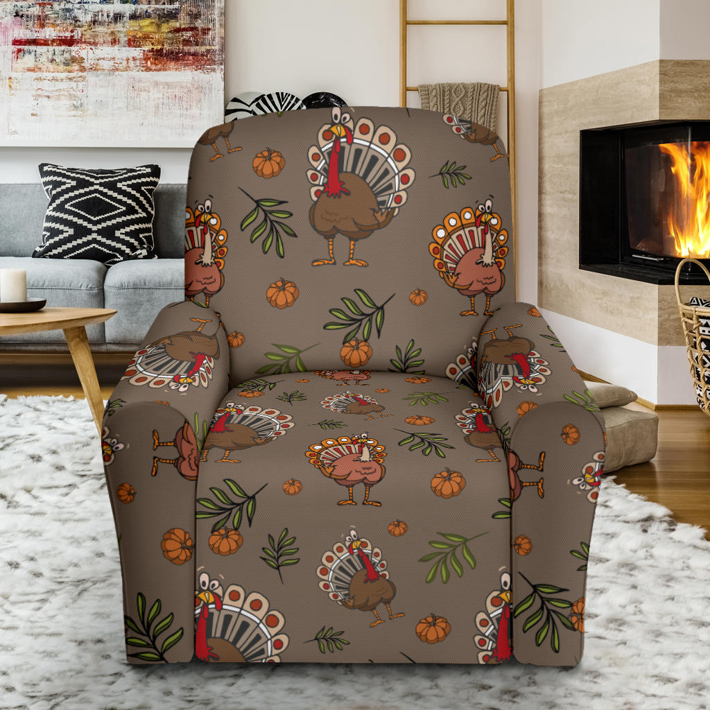Thanksgiving Print Design LKS306 Recliner Slipcover with Pocket
