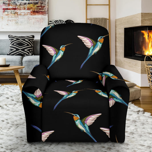 Hummingbird Pattern Print Design 06 Recliner Slipcover with Pocket