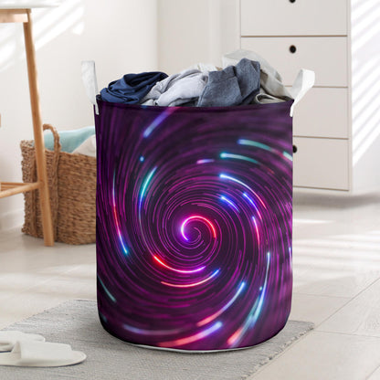 Vortex Twist Swirl Purple Neon Print Laundry Basket