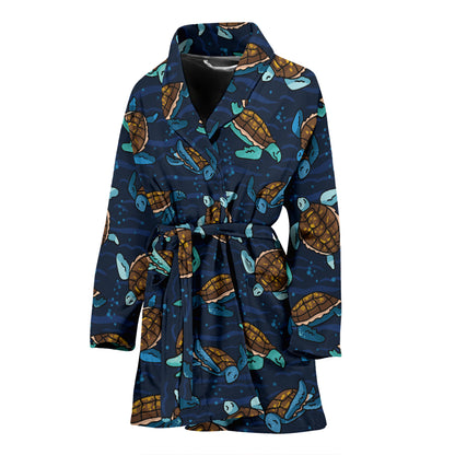 Sea Turtle Print Design LKS3011 Women Bathrobe