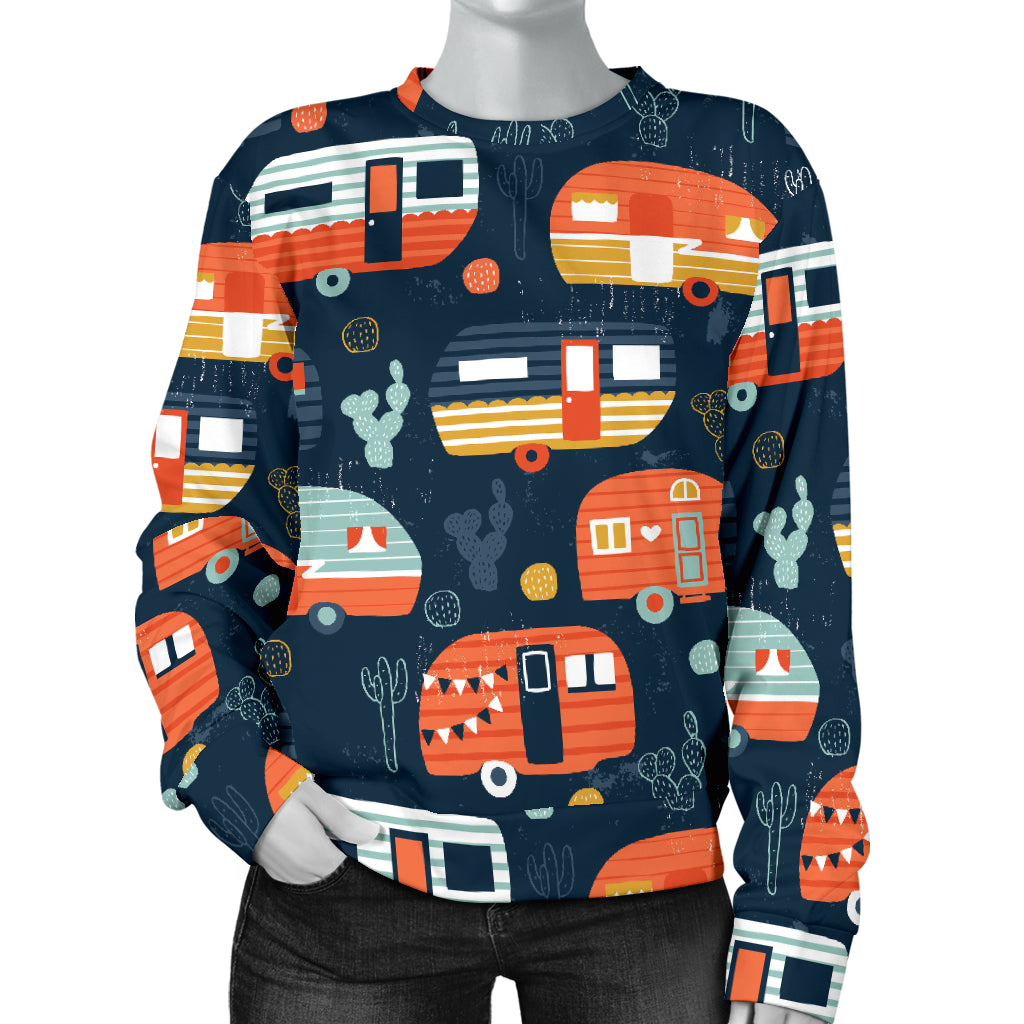 Camper Caravan Print Pattern Women Long Sleeve Sweatshirt