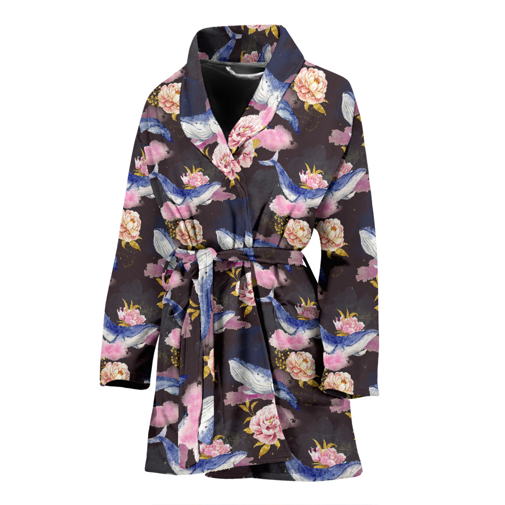 Blue Whale Print Design LKS401 Women Bathrobe