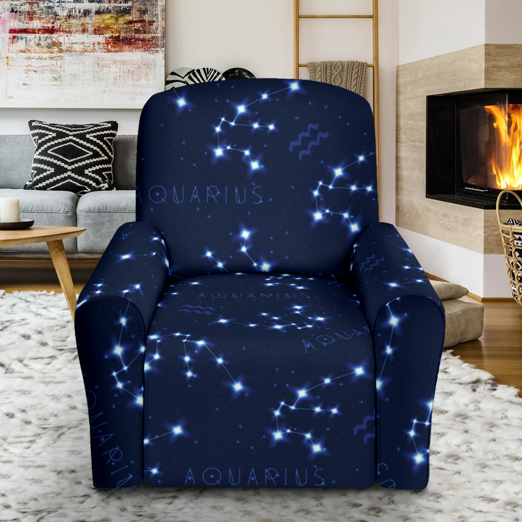 Aquarius Zodiac Pattern Print Design 02 Recliner Slipcover with Pocket