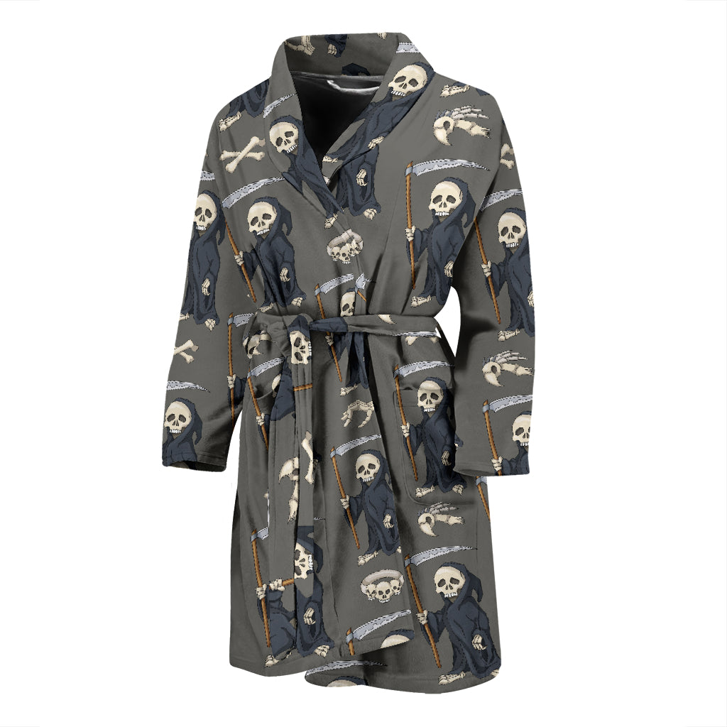 Skeleton Print Design LKS308 Men Bathrobe