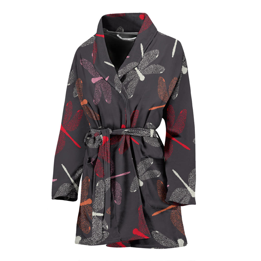 Dragonfly Pattern Print Design 01 Women Bathrobe