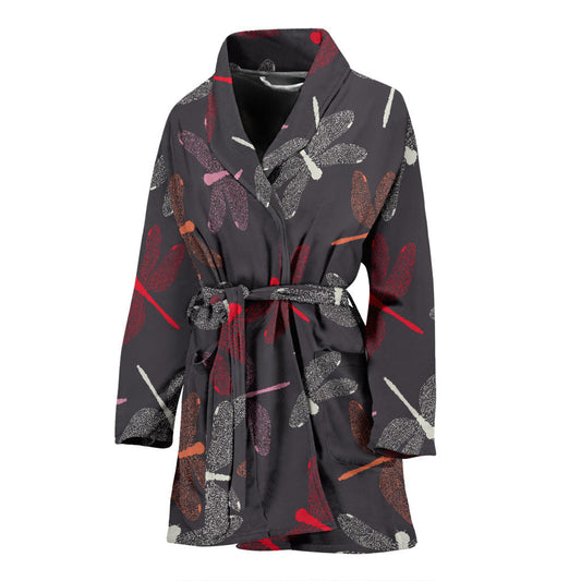 Dragonfly Pattern Print Design 01 Women Bathrobe