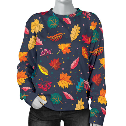Elm Leave Colorful Print Pattern Women Long Sleeve Sweatshirt