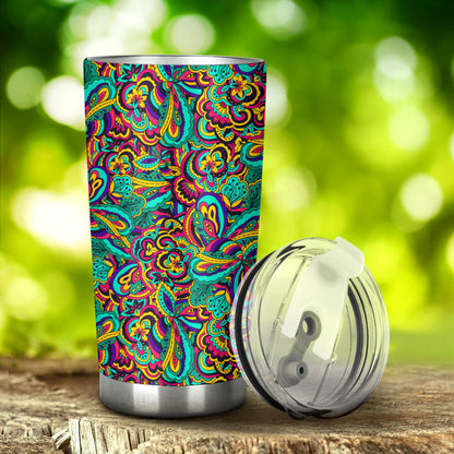 Psychedelic Trippy Floral Design Tumbler