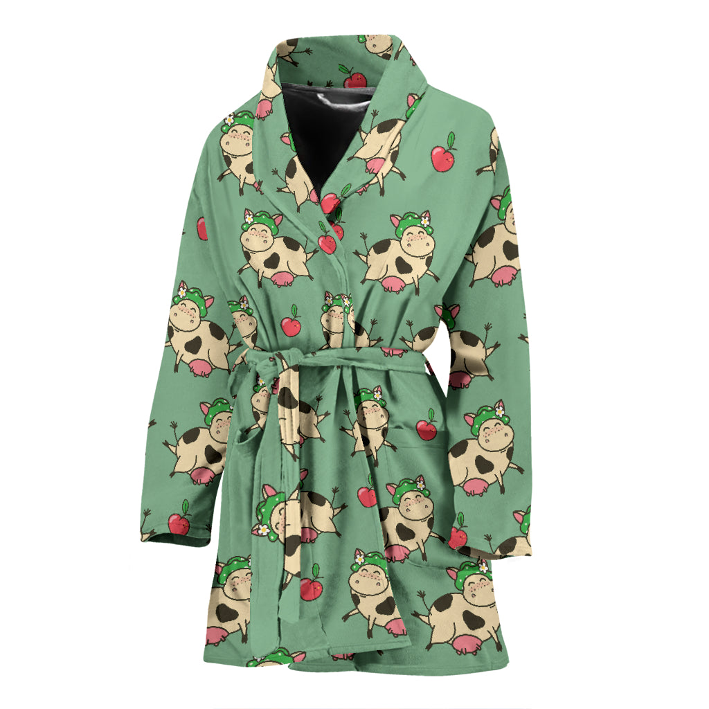 Cattle Print Design LKS402 Women Bathrobe