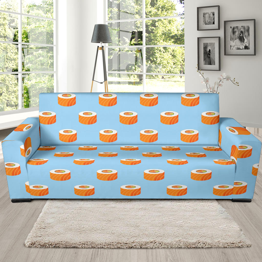 Salmon Sushi Print Design LKS307 Sofa Slipcover