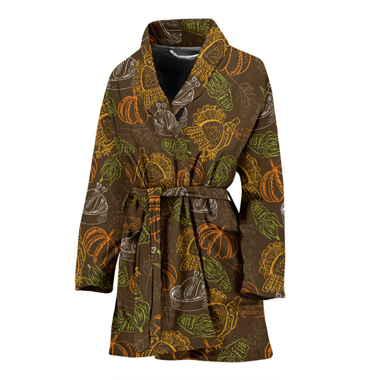 Thanksgiving Print Design LKS301 Women Bathrobe