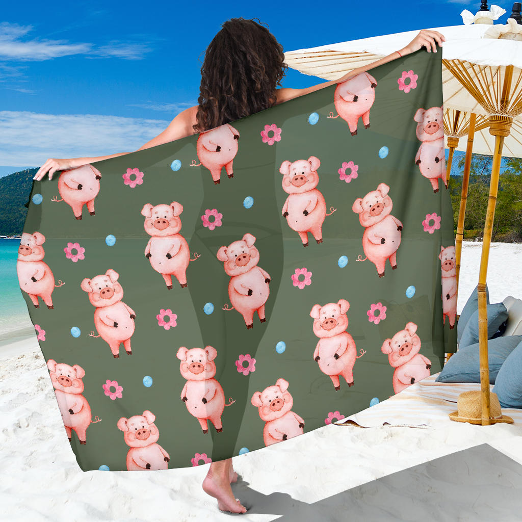 Pig Pattern Print Design 03 Sarong Pareo Wrap
