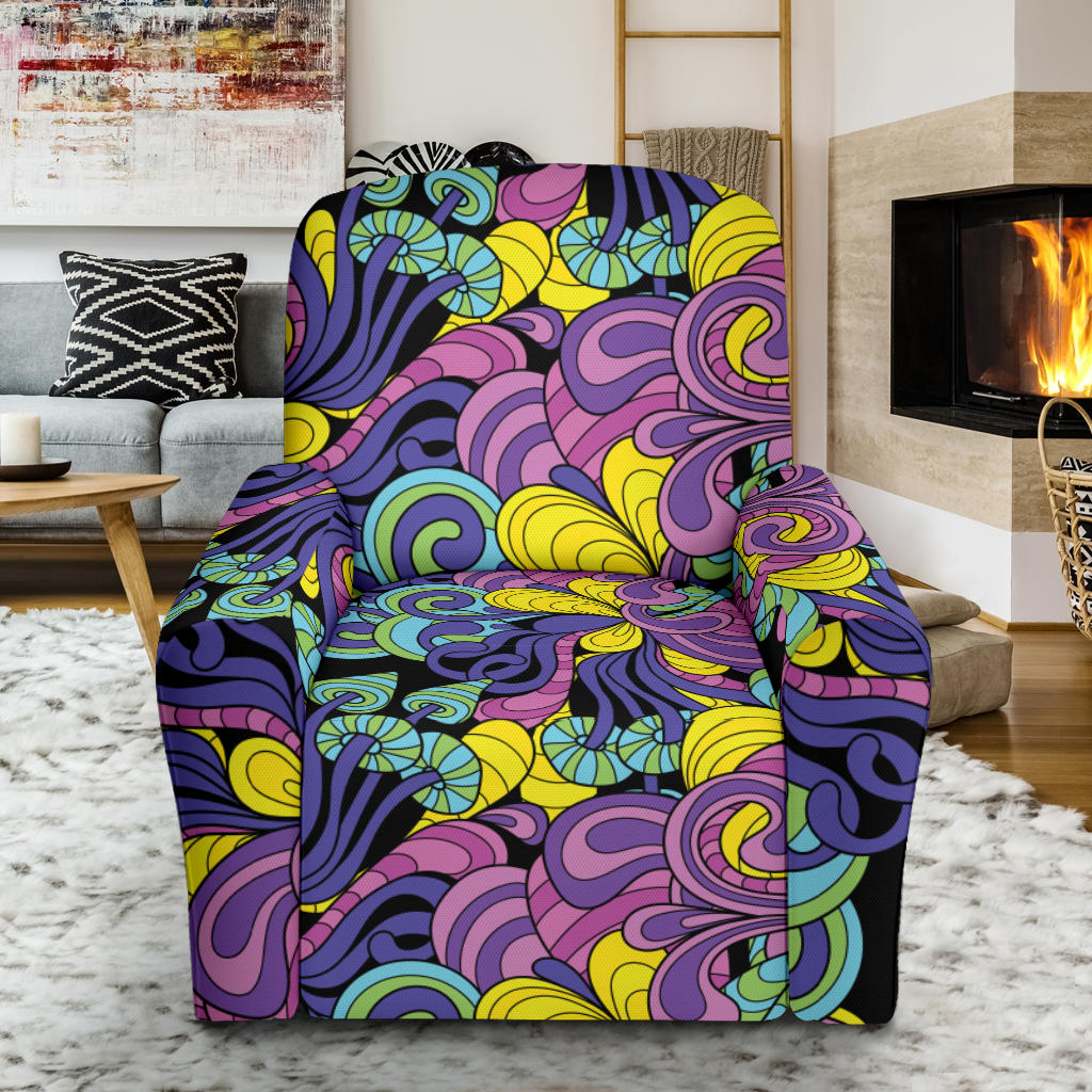Psychedelic Pattern Print Design A04 Recliner Slipcover with Pocket
