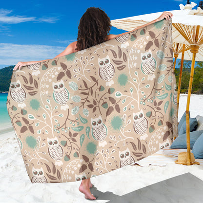 Owl Pattern Print Design A02 Sarong Pareo Wrap