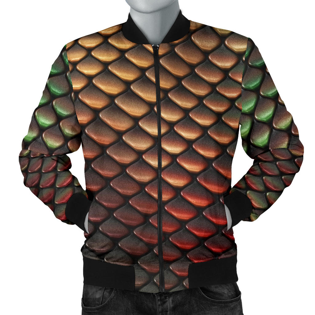 Snake Skin Colorful Print Men Bomber Jacket