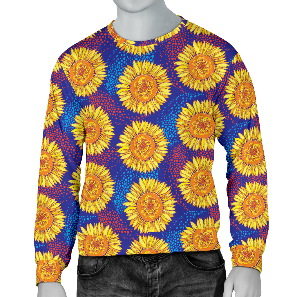 Sunflower Hand Drawn Style Print Men Long Sleeve Sweatshirt