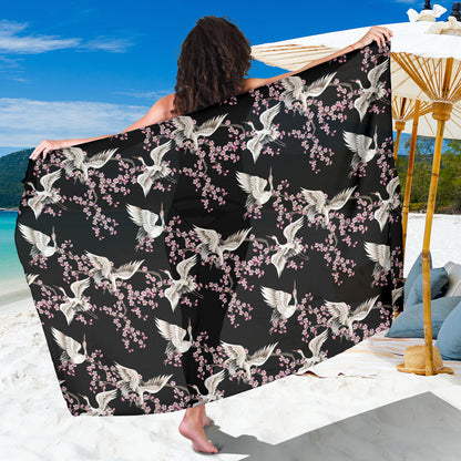 Crane Pattern Print Design 01 Sarong Pareo Wrap